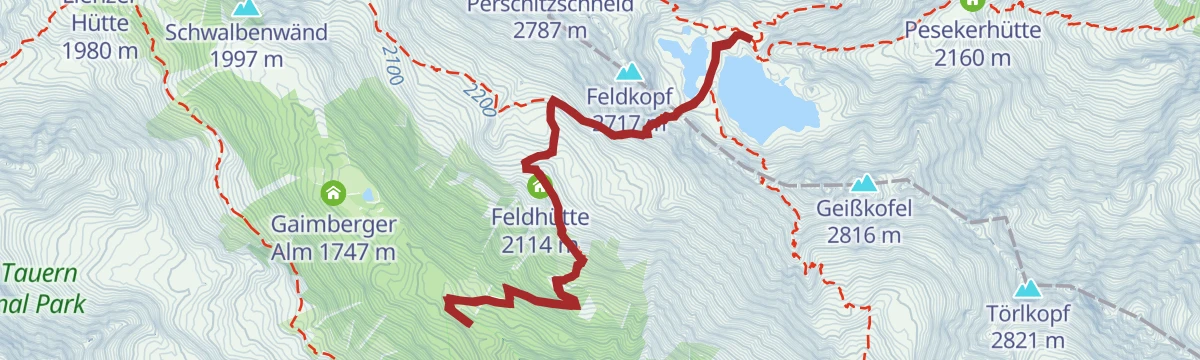 Route map: Almwanderung zur Wangenitzsee Hütte